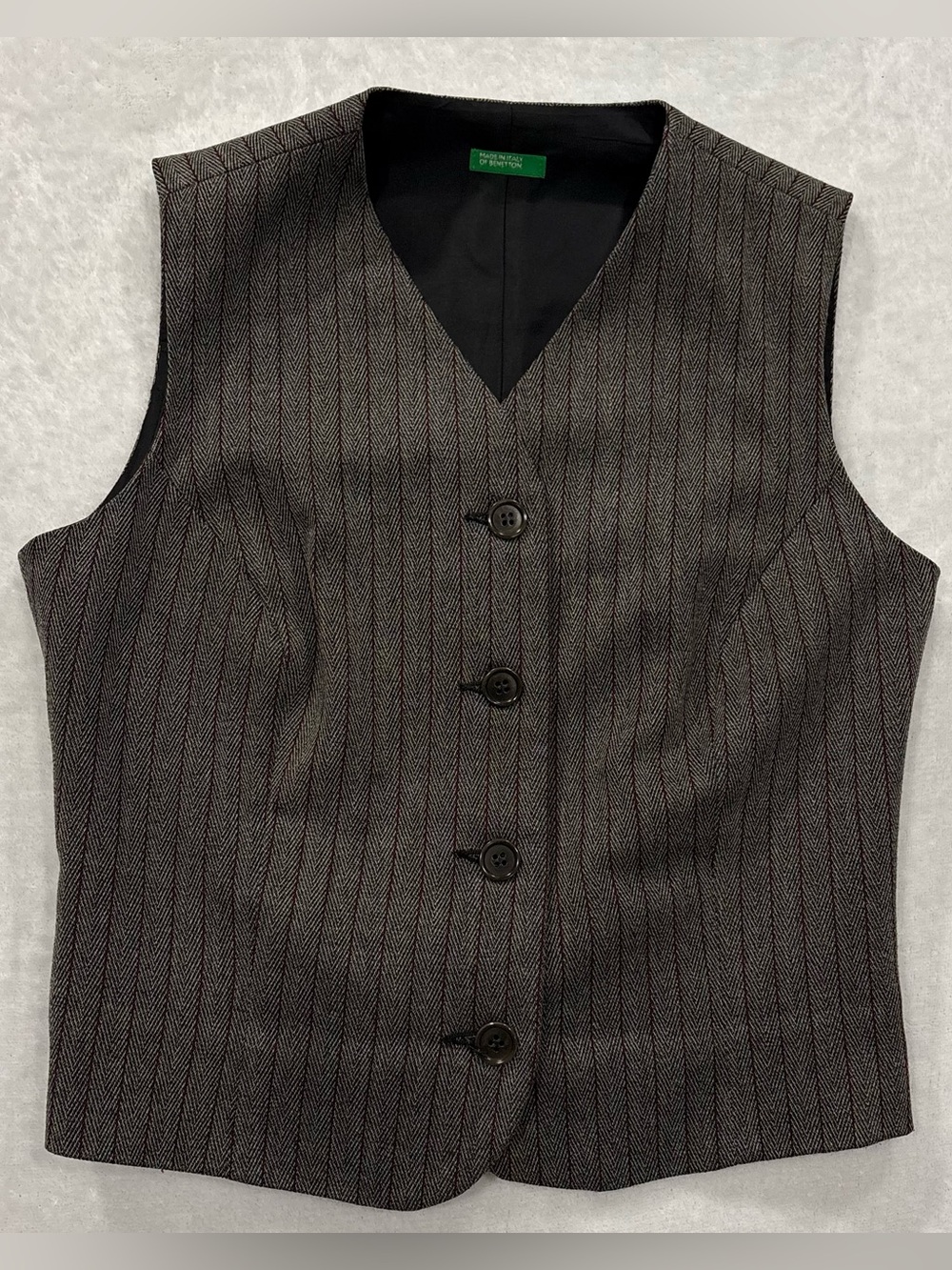 United Colors of Benetton Charcoal Grey Pinstripe Vest Women’s Size 38 (US 2-4)